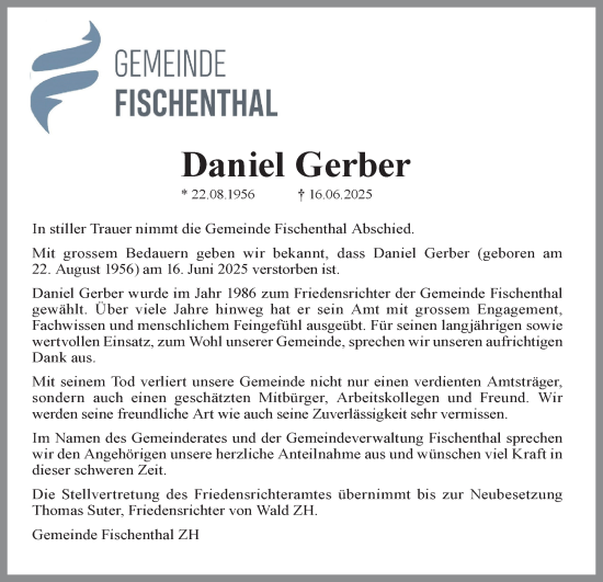 Traueranzeige von Daniel Gerber von AvU