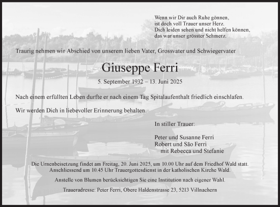 Traueranzeige von Giuseppe Ferri von AvU