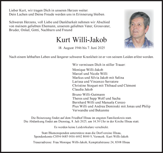 Traueranzeige von Kurt Willi-Jakob von AvU