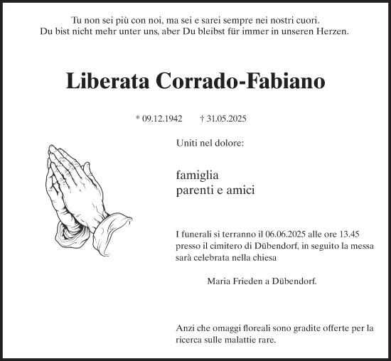 Traueranzeige von Liberata Corrado-Fabiano von AvU