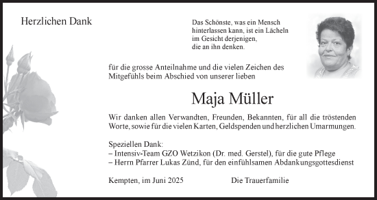 Traueranzeige von Maja Müller von AvU