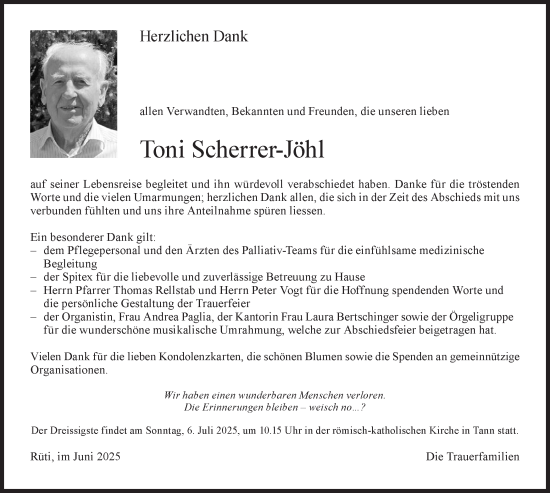 Traueranzeige von Toni Scherrer-Jöhl von AvU