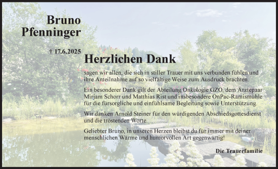 Traueranzeige von Bruno Pfenninger von AvU