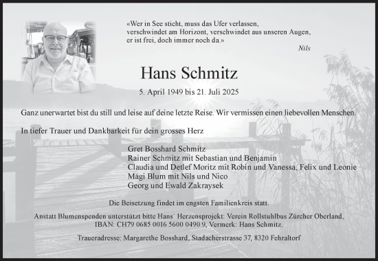 Traueranzeige von Hans Schmitz von AvU