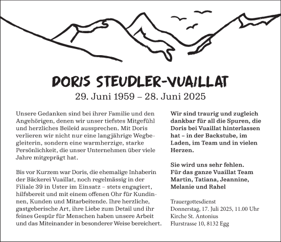 Traueranzeige von Doris Steudler-Vuaillat von AvU