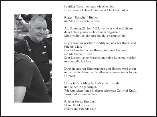 Traueranzeige von Roger Bühler von AvU