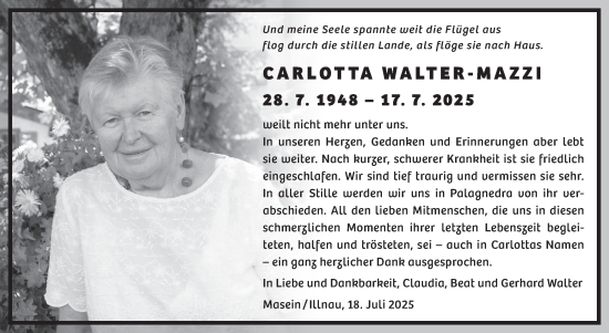 Traueranzeige von Carlotta Walter-Mazzi von reg_1