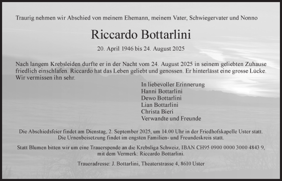 Traueranzeige von Riccardo Bottarlini von AvU