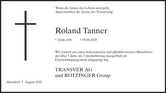 Traueranzeige von Roland Tanner von AvU