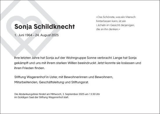Traueranzeige von Sonja Schildknecht von AvU