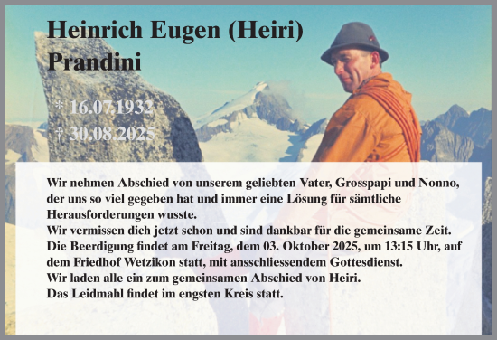 Traueranzeige von Heinrich Eugen Prandini von reg_2