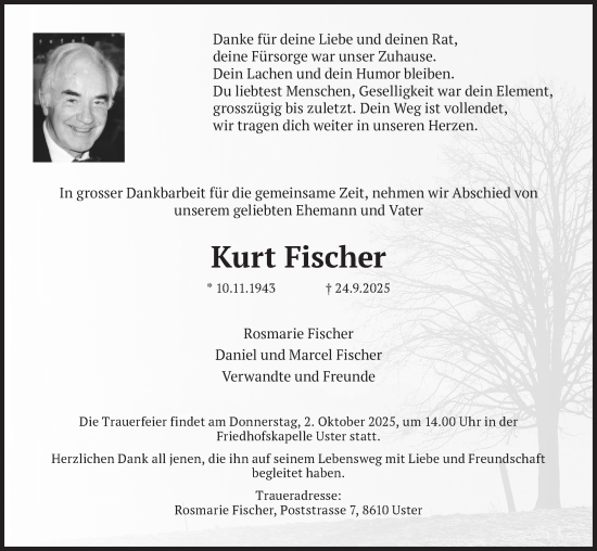 Traueranzeige von Kurt Fischer von AvU
