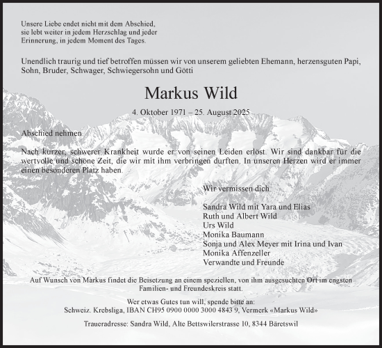 Traueranzeige von Markus Wild von AvU
