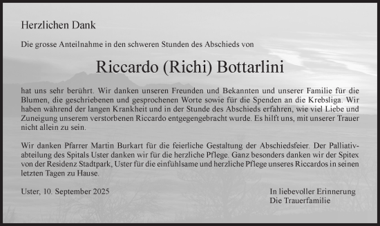 Traueranzeige von Riccardo Bottarlini von AvU