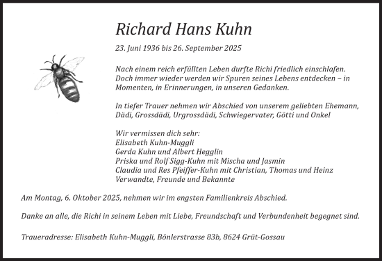 Traueranzeige von Richard Hans Kuhn von AvU