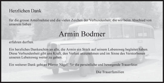 Traueranzeige von Armin Bodmer von AvU