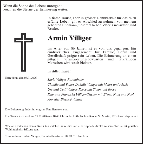 Traueranzeige von Armin Villiger von reg_2