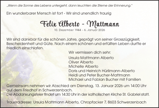 Traueranzeige von Felix Alberto-Mattmann von VO solo
