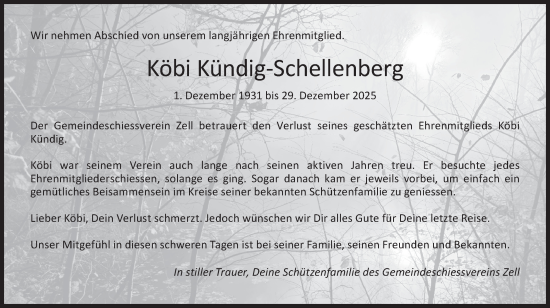 Traueranzeige von Köbi Kündig-Schellenberg von AvU