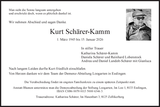 Traueranzeige von Kurt Schärer-Kamm von AvU
