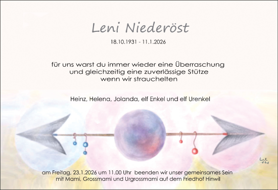Traueranzeige von Leni Niederöst von AvU