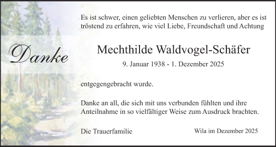 Traueranzeige von Mechthilde Waldvogel-Schäfer von AvU