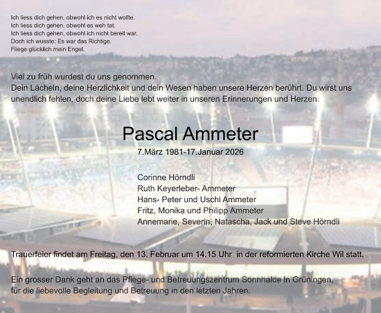 Traueranzeige von Pascal Ammeter von VO solo