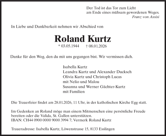 Traueranzeige von Roland Kurtz von AvU