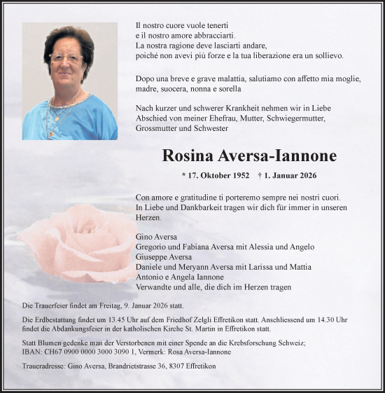 Traueranzeige von Rosina Aversa-Iannone von reg_2