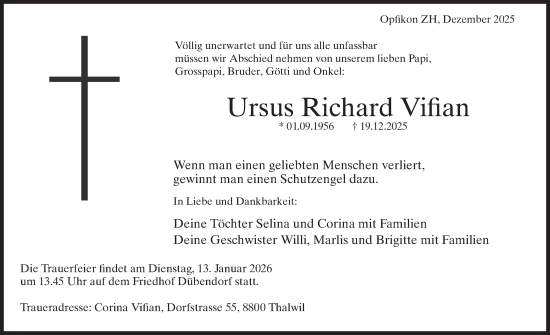 Traueranzeige von Ursus Richard Vifian von GL solo