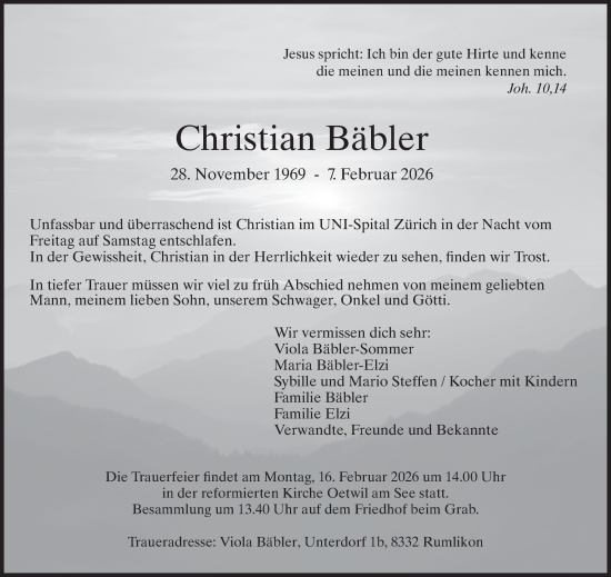 Traueranzeige von Christian Bäbler von AvU