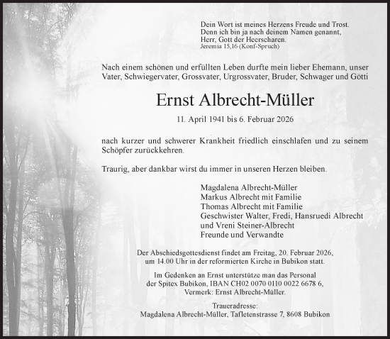 Traueranzeige von Ernst Albrecht-Müller von AvU