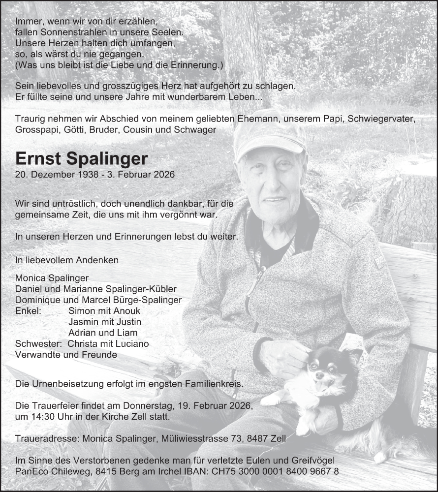  Traueranzeige für Ernst Spalinger vom 11.02.2026 aus AvU