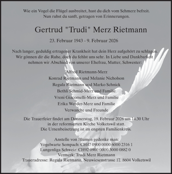 Traueranzeige von Gertrud Merz Rietmann von GL solo