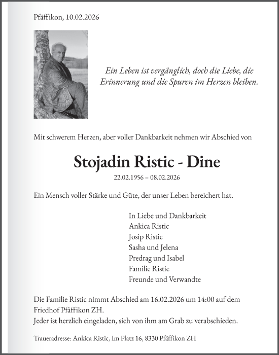 Traueranzeige von Stojadin Ristic von AvU