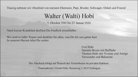 Traueranzeige von Walter Hobi von AvU